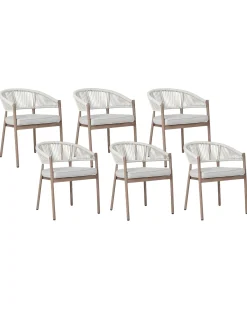 Sæt med 6 stole med puder FLAVIA Metal Brun
