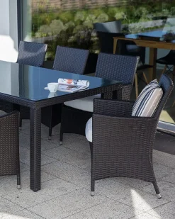 Sæt med 2 stole med puder ITALY PE-rattan Mørkebrun