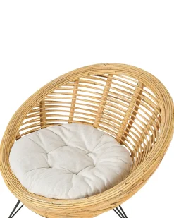 Sæt med 2 stole med puder MARATEA Rattan Naturlig