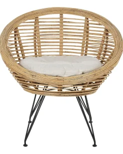 Sæt med 2 stole med puder MARATEA Rattan Naturlig