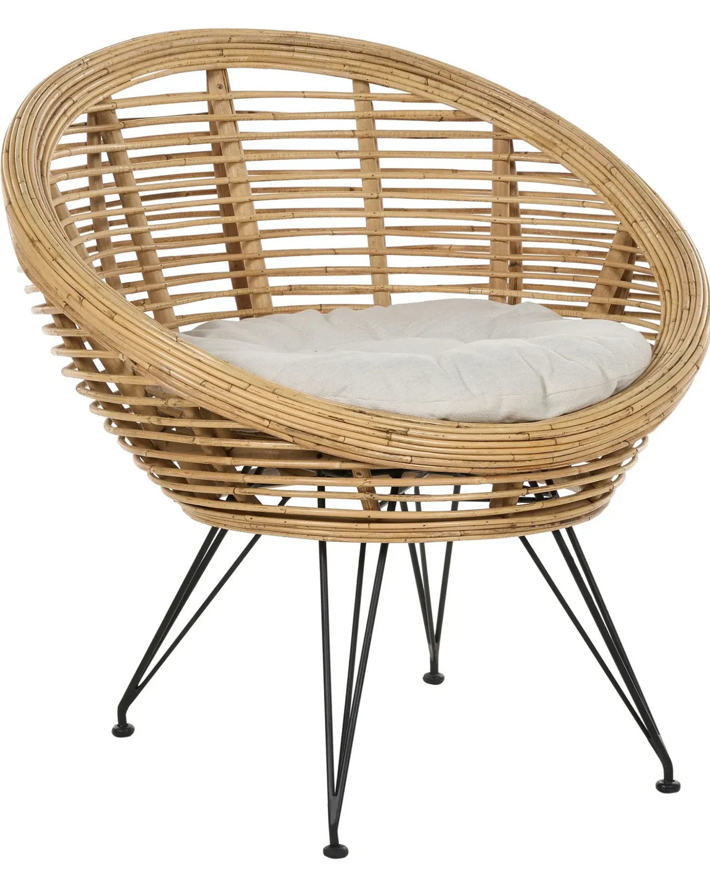 Sæt med 2 stole med puder MARATEA Rattan Naturlig
