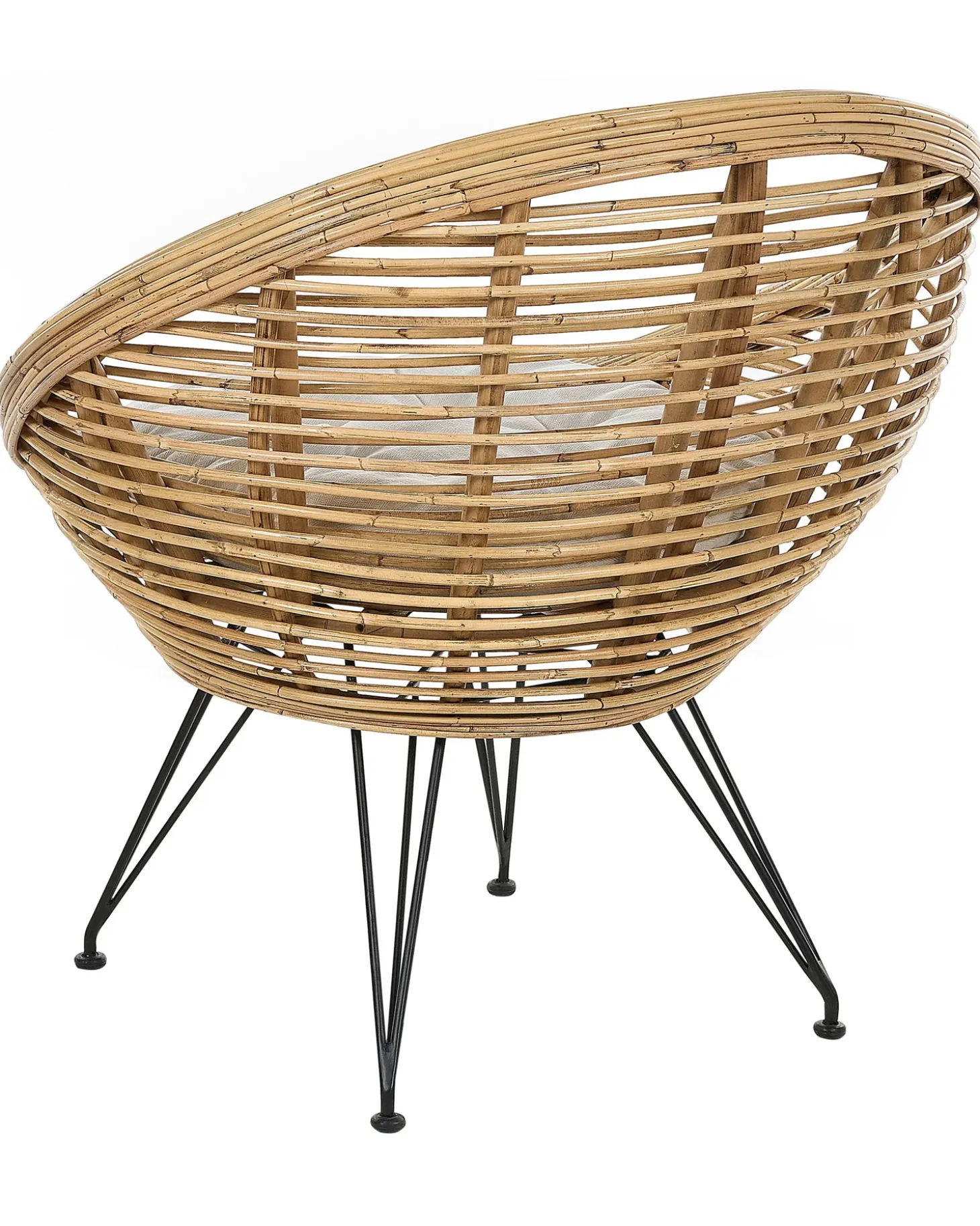 Sæt med 2 stole med puder MARATEA Rattan Naturlig