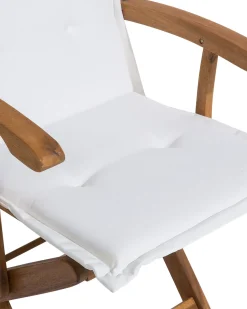 Sæt med 2 stole med puder MAUI Akacietræ Cremehvid
