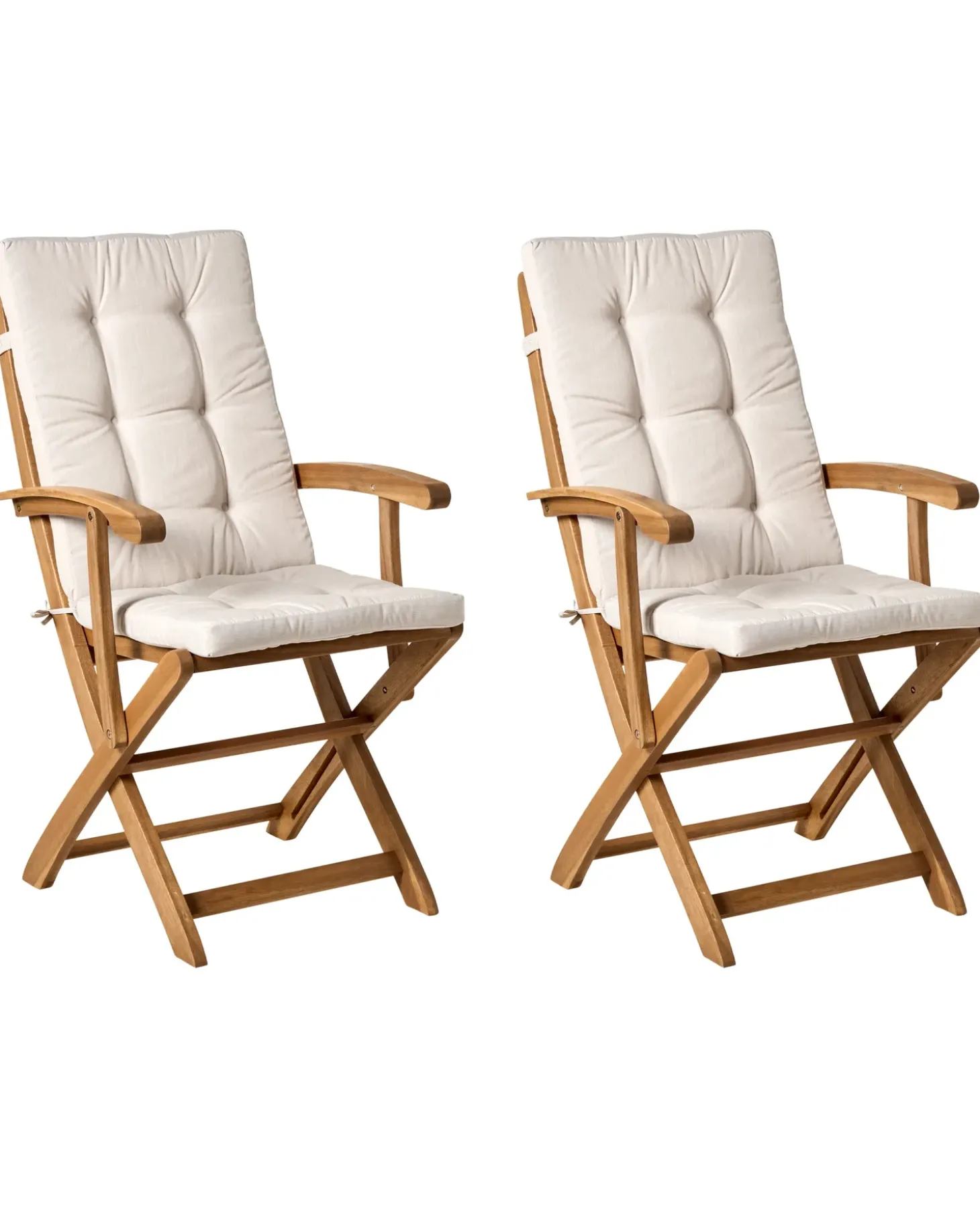 Sæt med 2 stole med puder MAUI PREMIUM Akacietræ Lys Beige