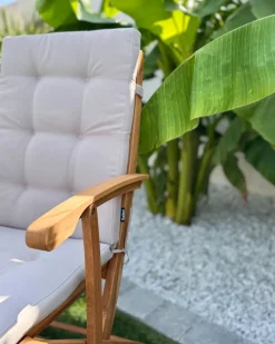 Sæt med 2 stole med puder MAUI PREMIUM Akacietræ Brungrå