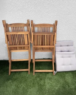 Sæt med 2 stole med puder MAUI PREMIUM Akacietræ Brungrå