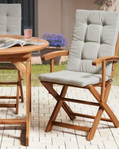 Sæt med 2 stole med puder MAUI PREMIUM Akacietræ Brungrå