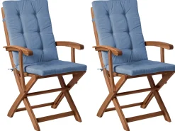 Sæt med 2 stole med puder MAUI PREMIUM Akacietræ Blå