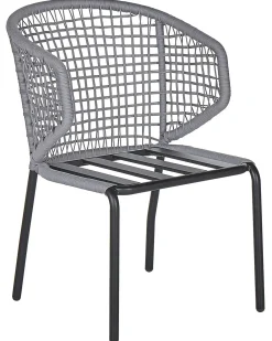 Sæt med 2 stole med puder PALMI Metal Grå