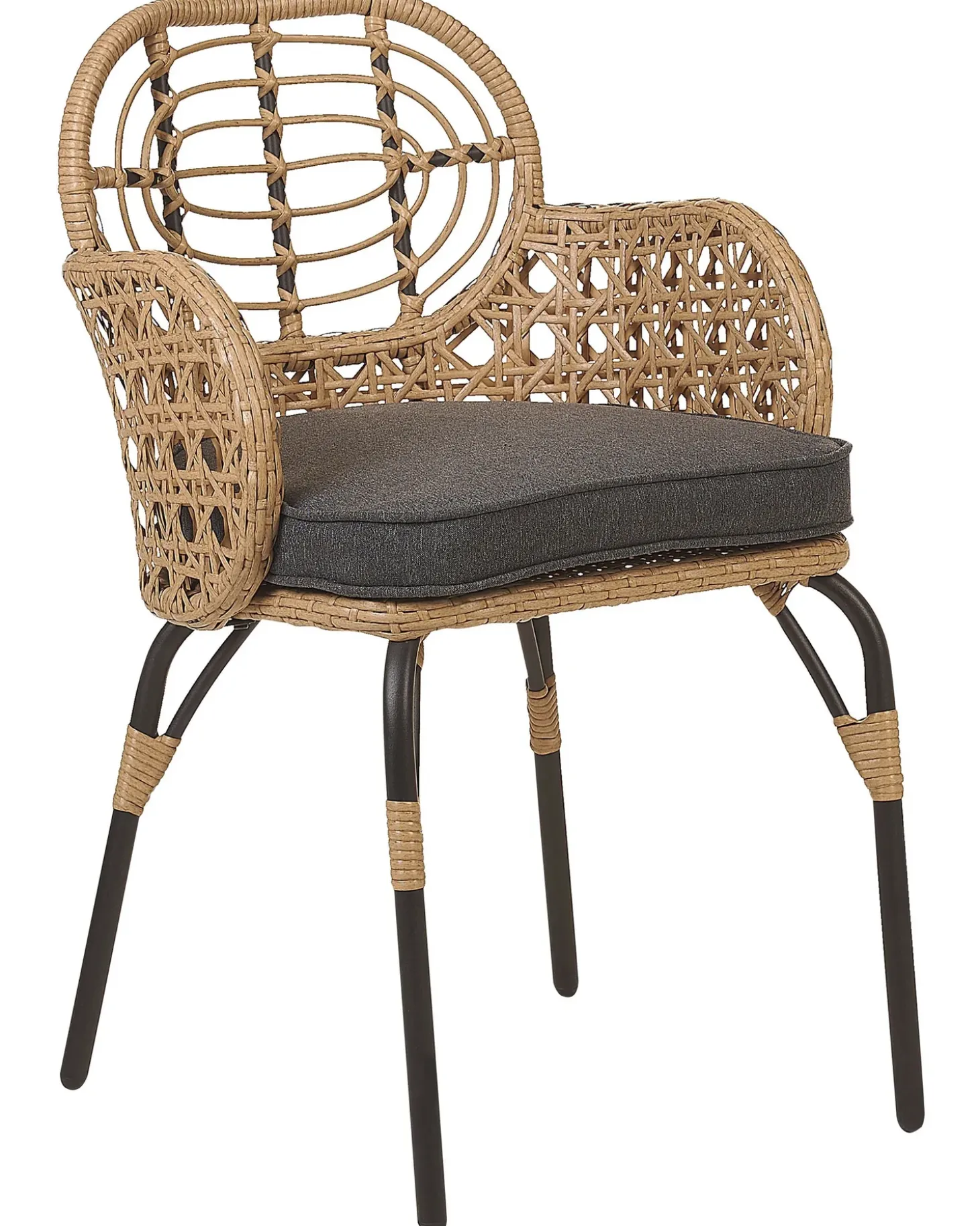 Sæt med 2 stole med puder PRATELLO PE-rattan Naturlig