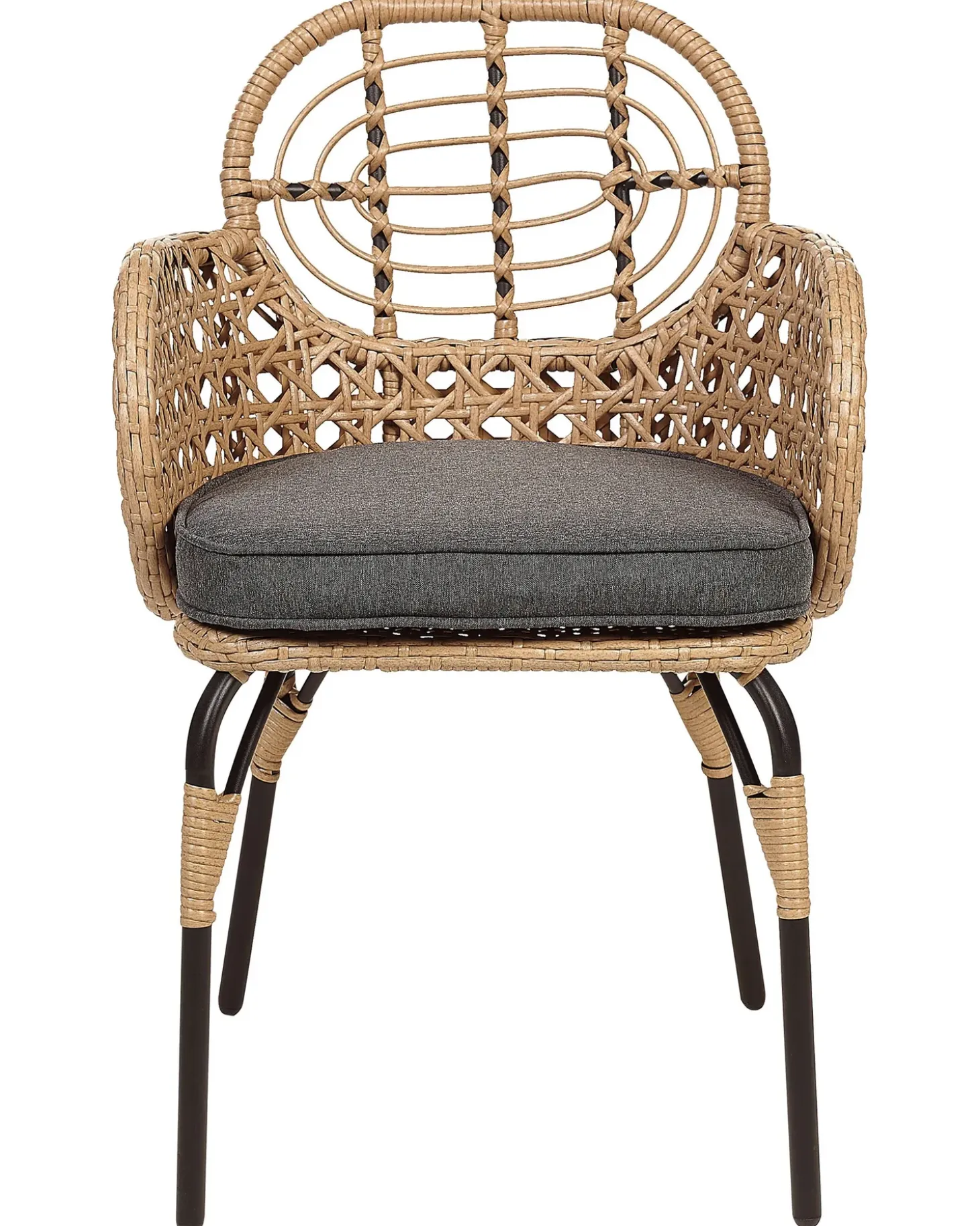 Sæt med 2 stole med puder PRATELLO PE-rattan Naturlig