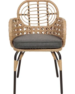 Sæt med 4 stole med puder PRATELLO PE-rattan Naturlig