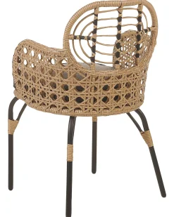 Sæt med 4 stole med puder PRATELLO PE-rattan Naturlig
