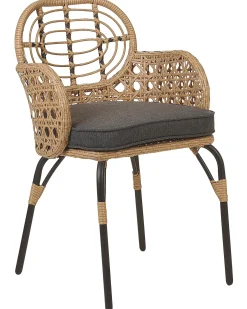 Sæt med 6 stole med puder PRATELLO PE-rattan Naturlig