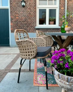 Sæt med 6 stole med puder PRATELLO PE-rattan Naturlig