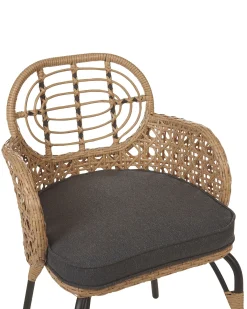 Sæt med 6 stole med puder PRATELLO PE-rattan Naturlig