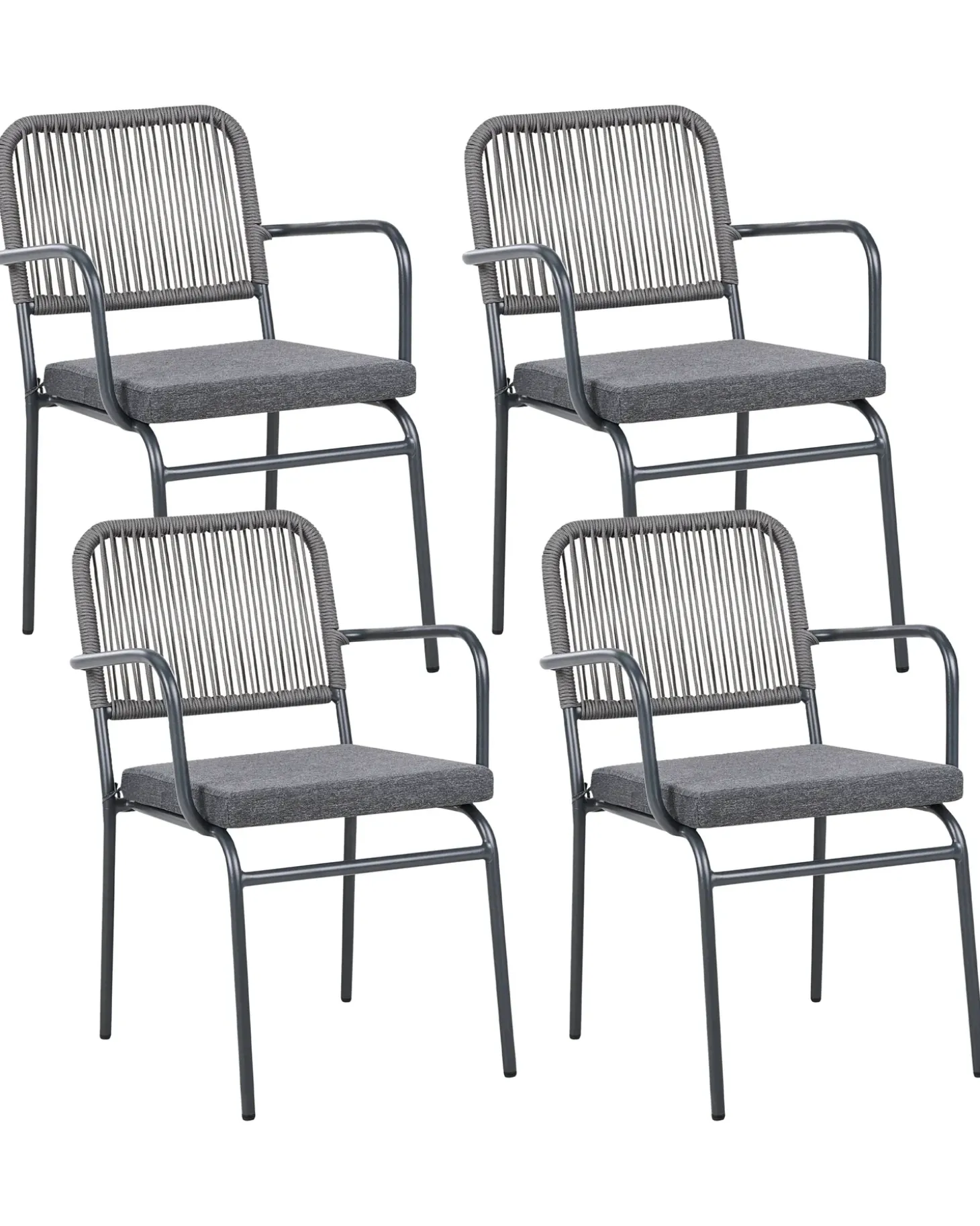 Sæt med 4 stole med puder TACENO Metal Grå