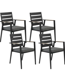 Sæt med 4 stole med puder TAVIANO Metal Sort