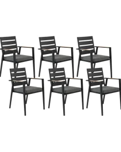 Sæt med 6 stole med puder TAVIANO Metal Sort