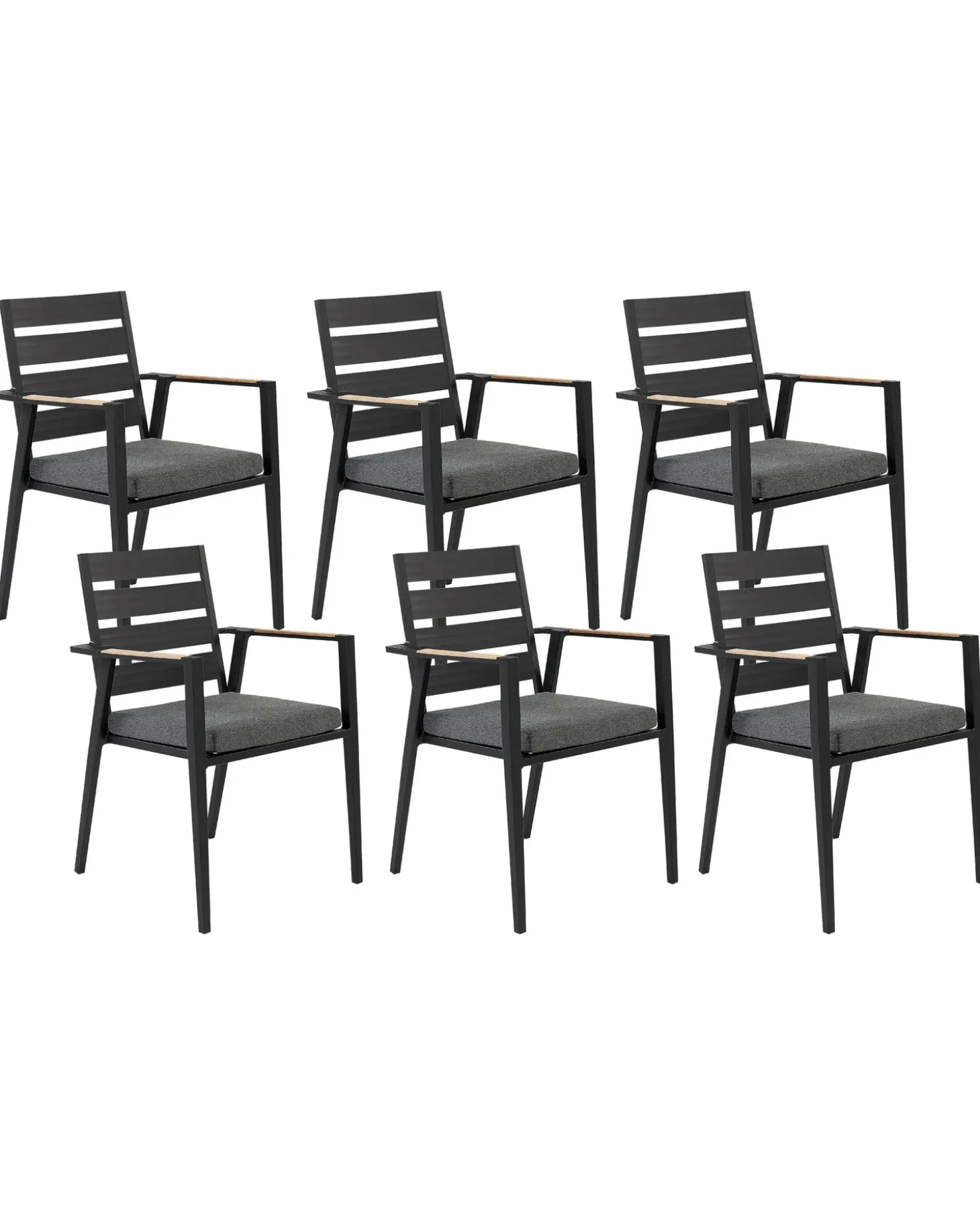 Sæt med 6 stole med puder TAVIANO Metal Sort