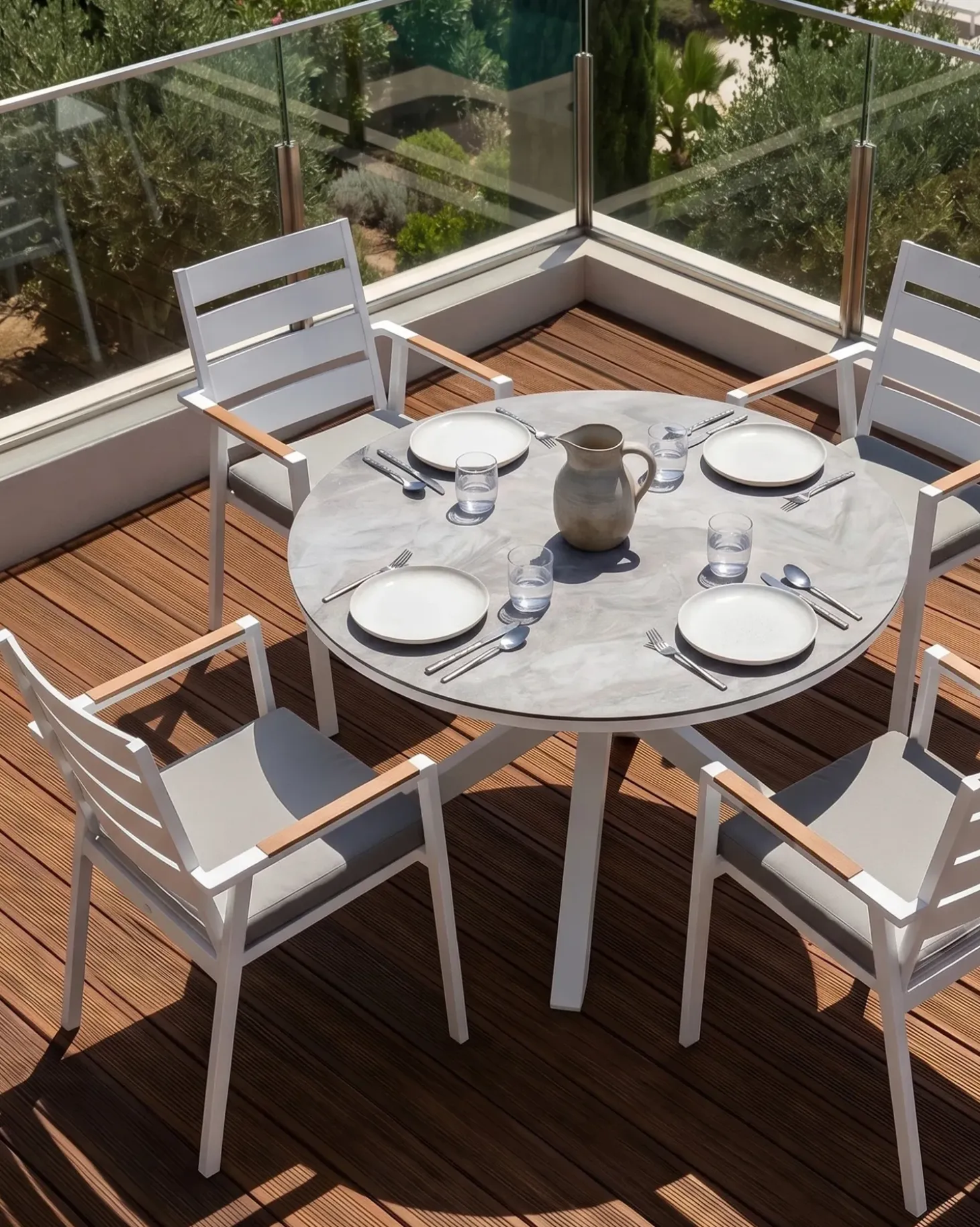 Sæt med 4 stole med puder TAVIANO Metal Grå