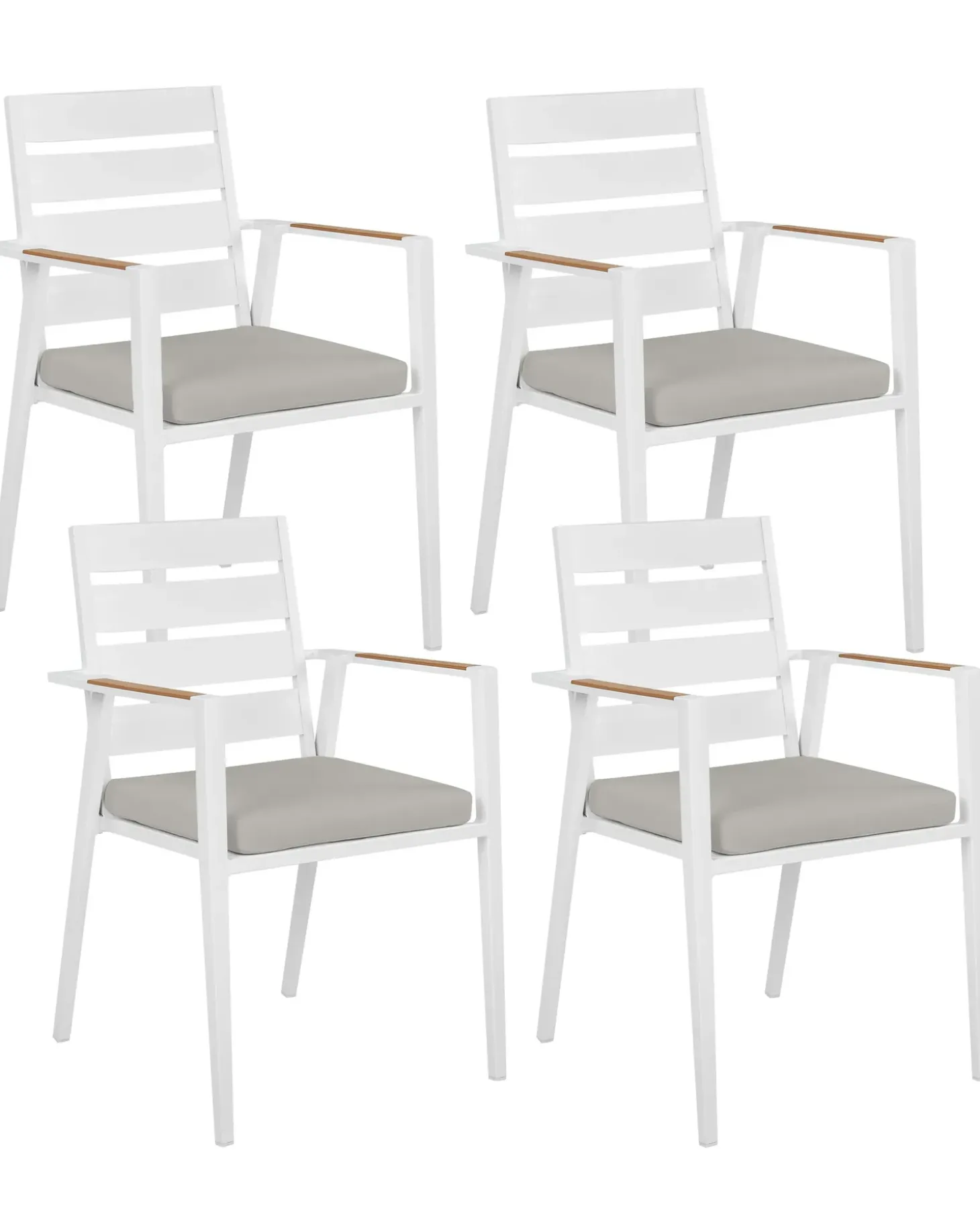 Sæt med 4 stole med puder TAVIANO Metal Grå