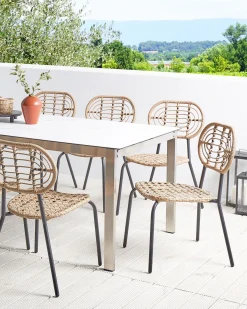 Sæt med 8 stole PRATELLO PE-rattan Naturlig