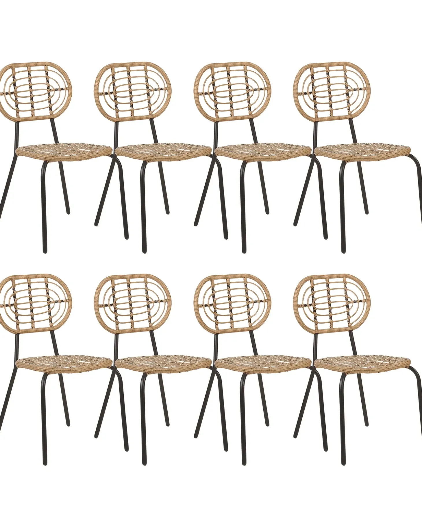 Sæt med 8 stole PRATELLO PE-rattan Naturlig