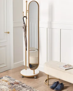 Stumtjener med spejl LORENA 172 cm Metal Guld