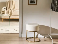 Taburet DELCO Velour Cremehvid