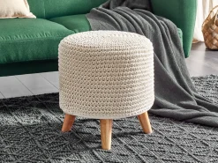 Taburet Macramé MARDAN Bomuld Beige