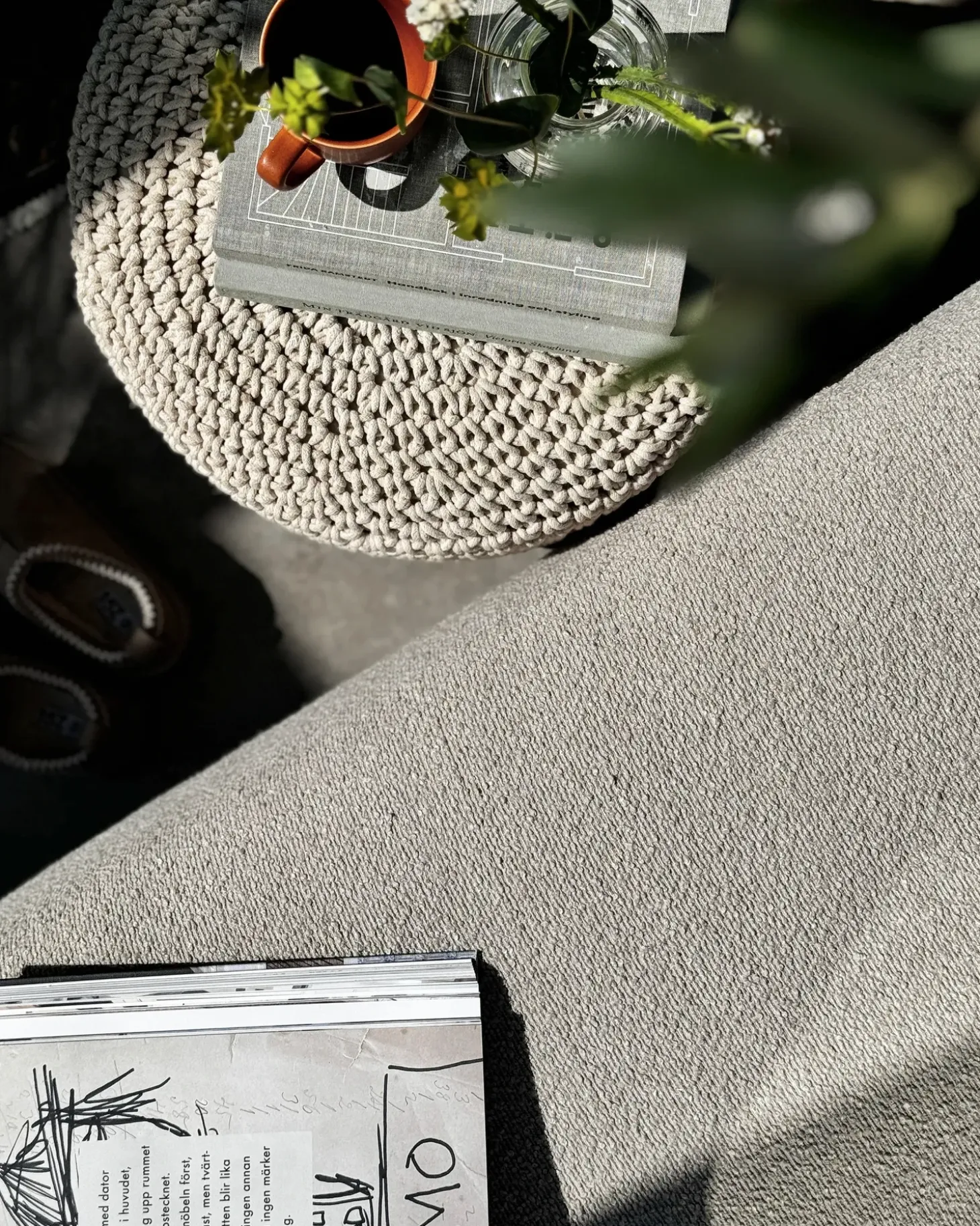 Taburet Macramé MARDAN Bomuld Beige