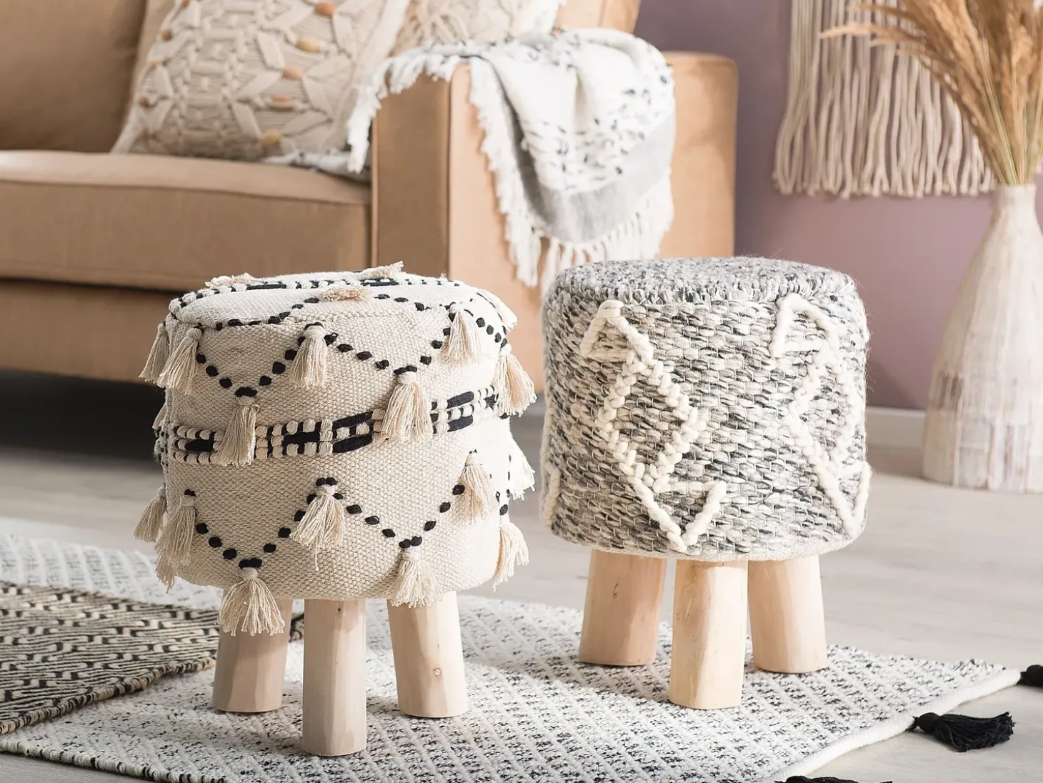 Taburet THONDI Bomuld Beige