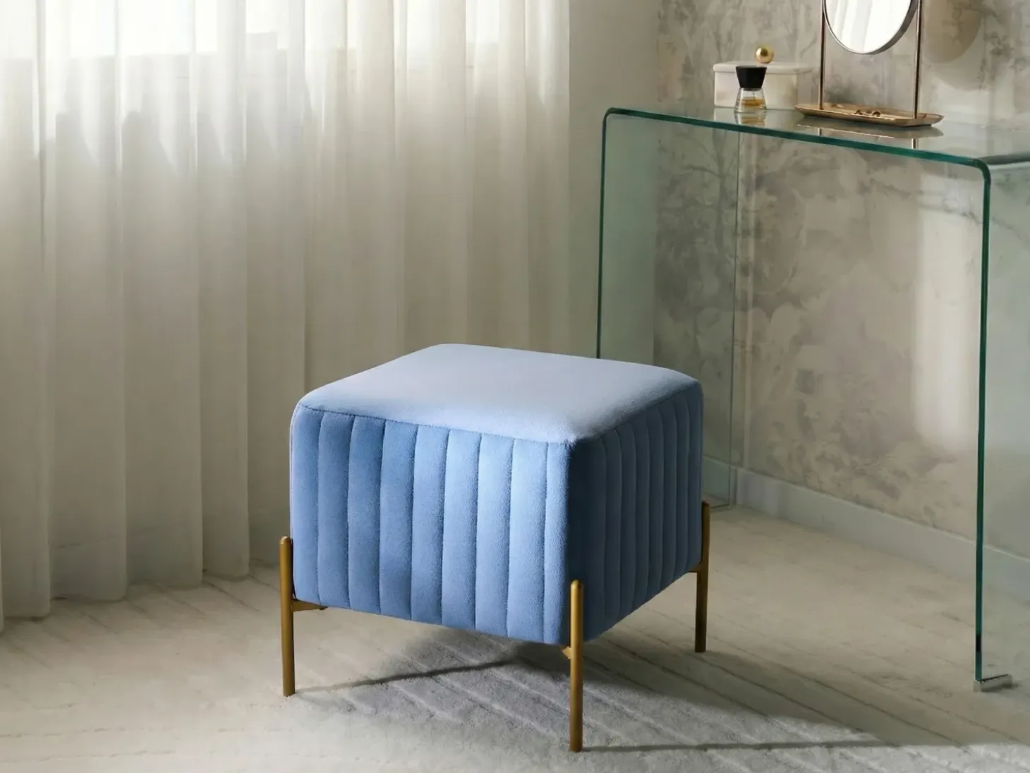 Taburet UTAH Velour Blå