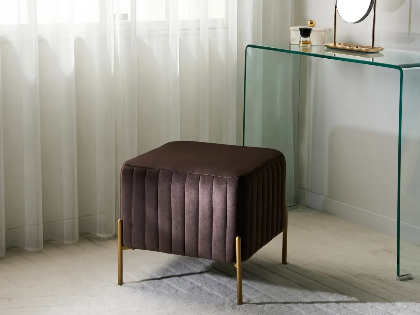 Taburet UTAH Velour Mørkebrun