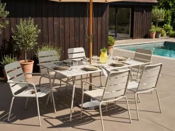 TERENZO 6 personers Havemøbelsæt Lys Beige Metal
