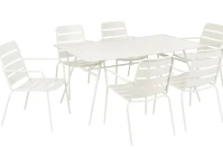 TERENZO 6 personers Havemøbelsæt Lys Beige Metal