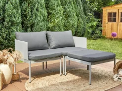 TERRACINA 2 personers Loungesæt med bord Lysegrå Metal