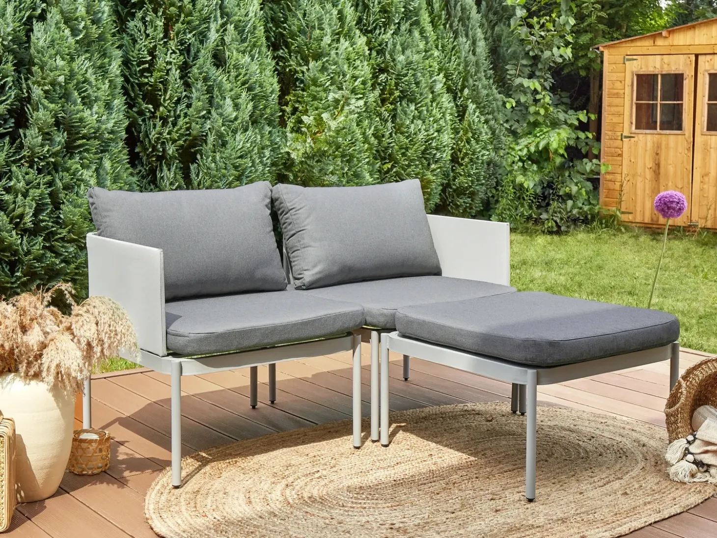 TERRACINA 2 personers Loungesæt med bord Lysegrå Metal