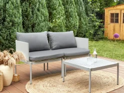 TERRACINA 2 personers Loungesæt med bord Lysegrå Metal
