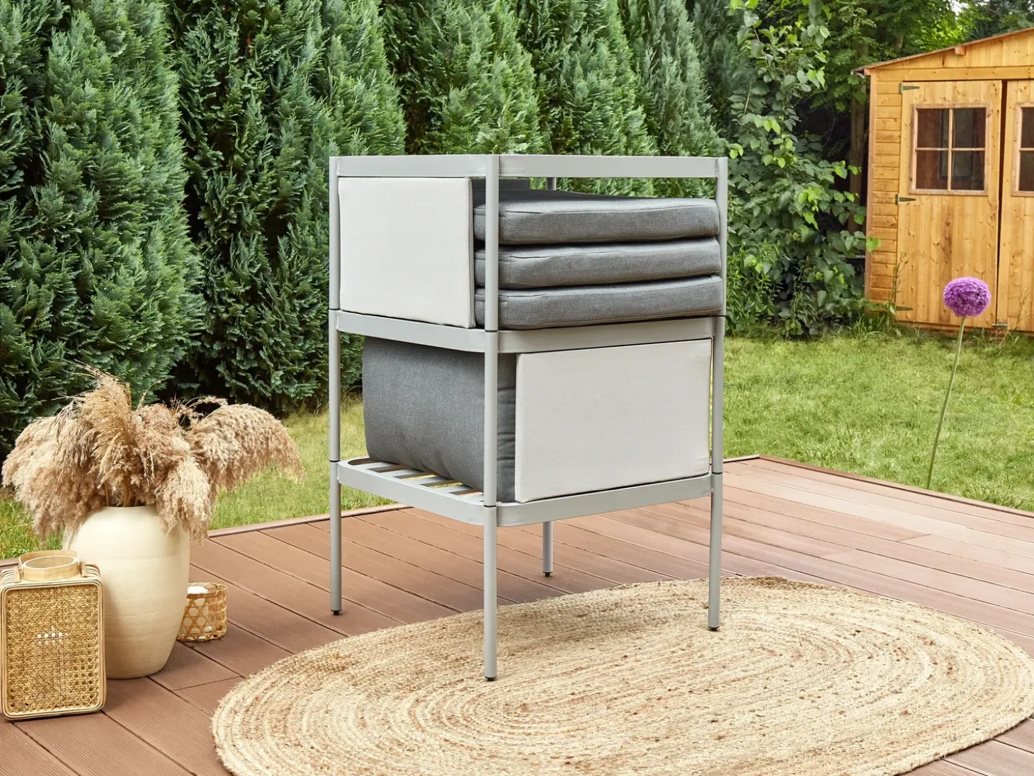 TERRACINA 2 personers Loungesæt med bord Lysegrå Metal