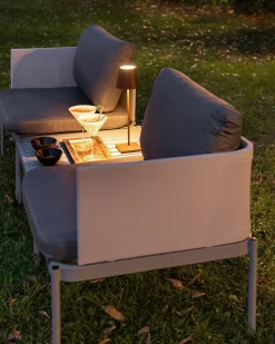 TERRACINA 2 personers Loungesæt med bord Lysegrå Metal