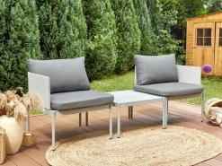 TERRACINA 2 personers Loungesæt med bord Lysegrå Metal