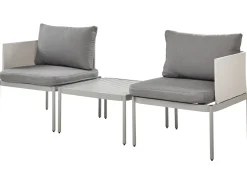 TERRACINA 2 personers Loungesæt med bord Lysegrå Metal