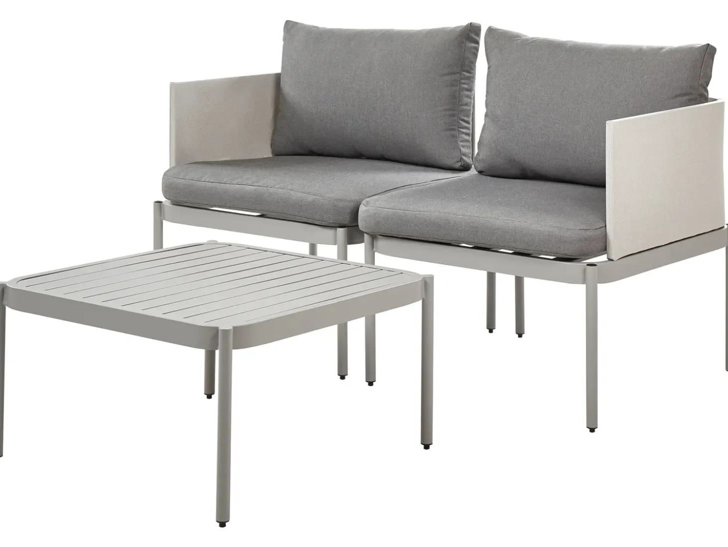 TERRACINA 2 personers Loungesæt med bord Lysegrå Metal