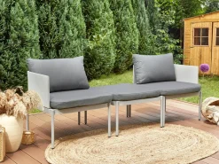 TERRACINA 2 personers Loungesæt med bord Lysegrå Metal