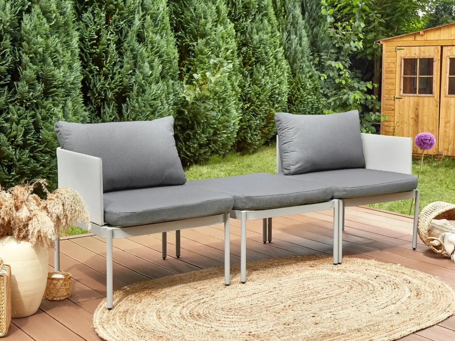 TERRACINA 2 personers Loungesæt med bord Lysegrå Metal
