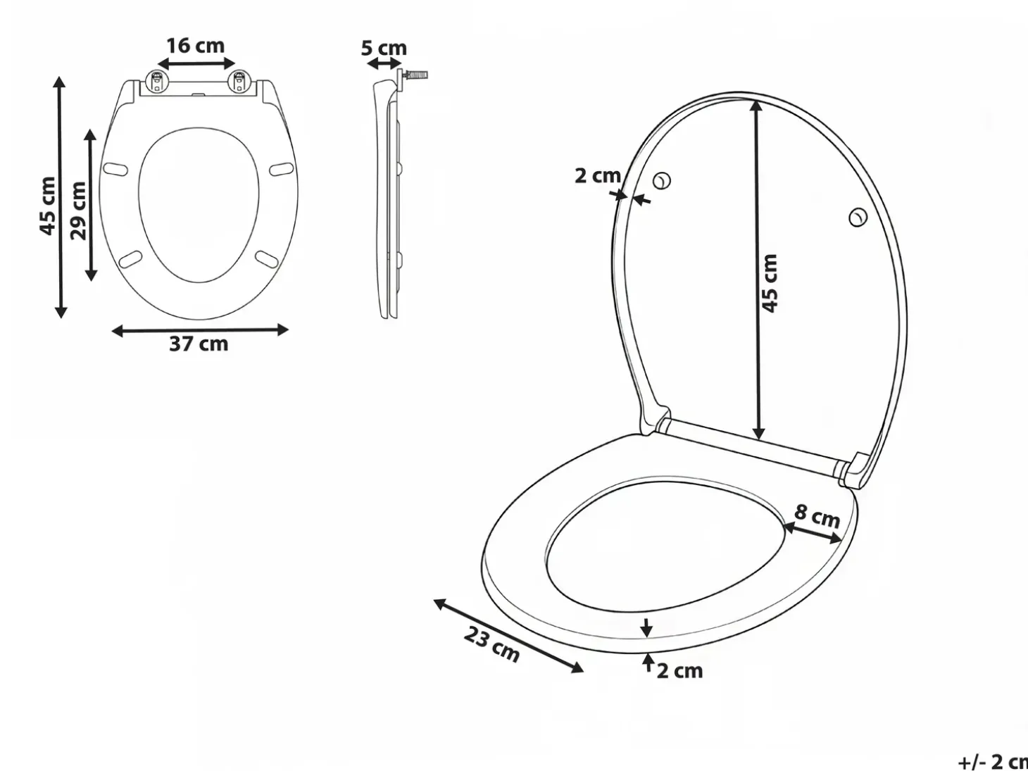 Toiletbræt PAPURI Soft close Duroplast Hvid