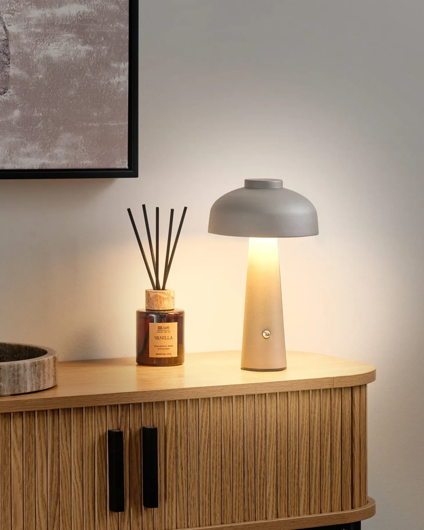 Trådløs LED-bordlampe AGUSAN Med dæmpning Metal Grå