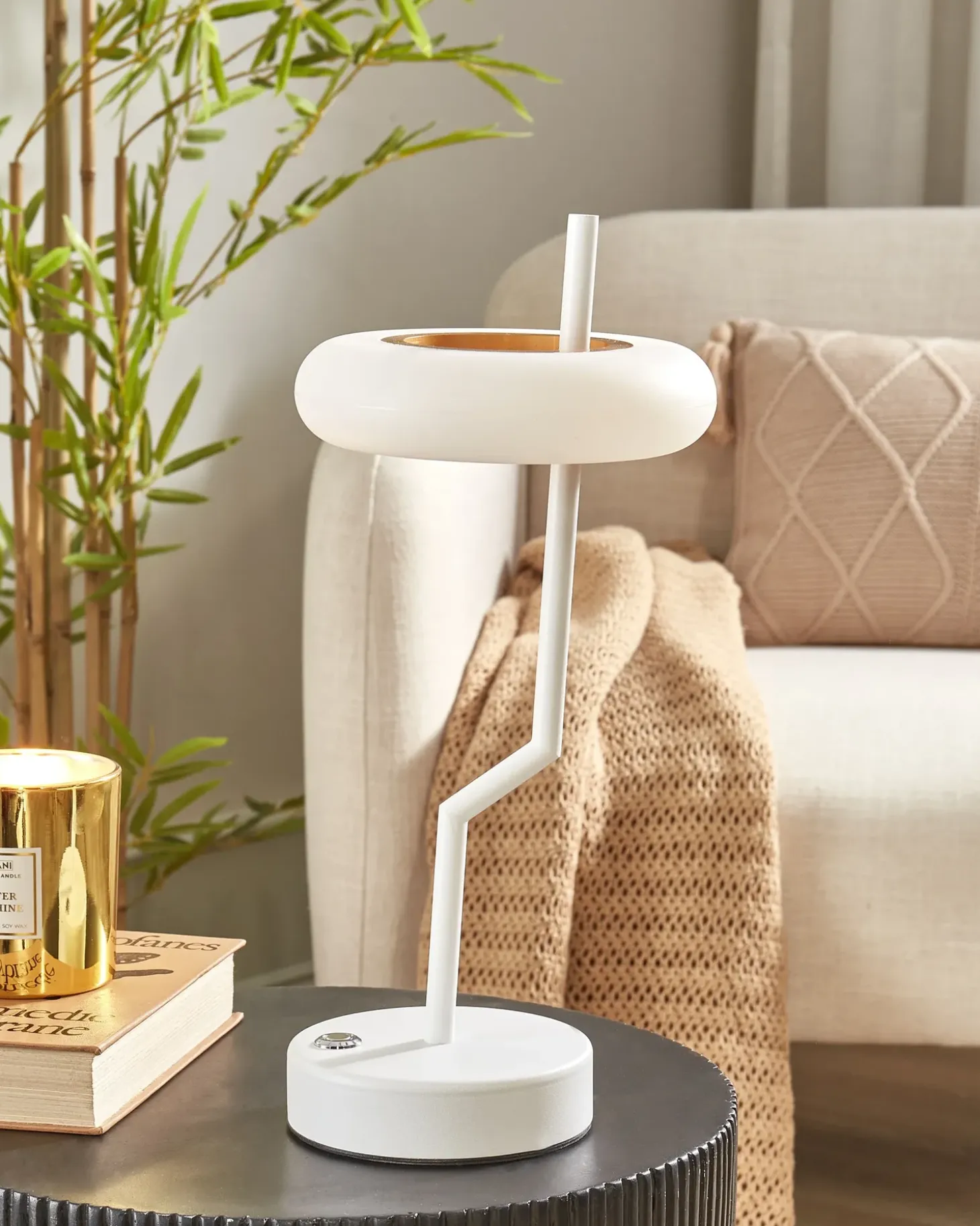 Trådløs LED-bordlampe ALVIELA Med dæmpning Metal Hvid